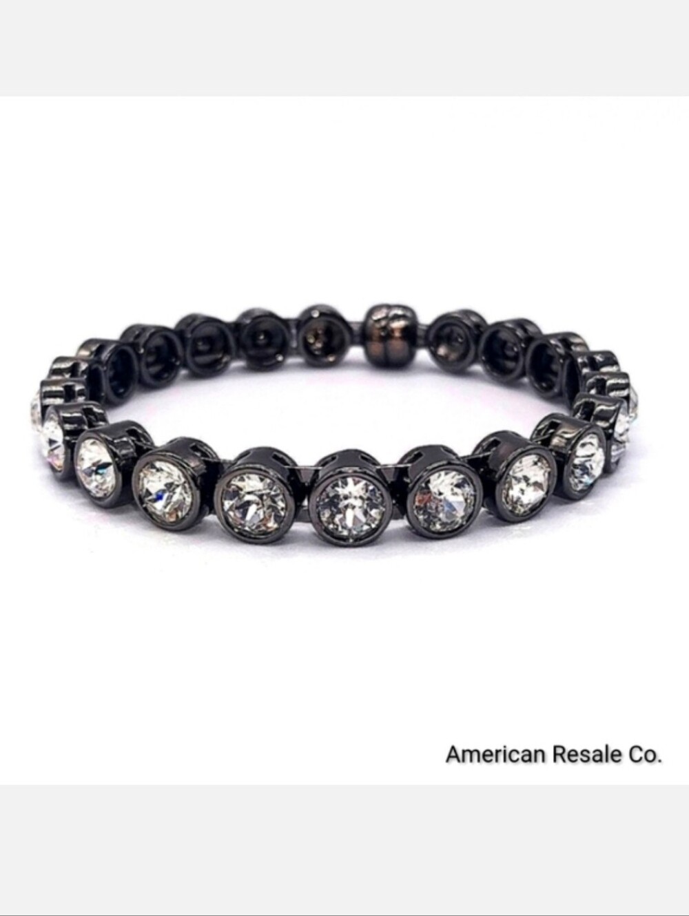 $89 Silpada K&R Swarovski Crystal Glamour Bangle Bracelet KRB0098 - Black